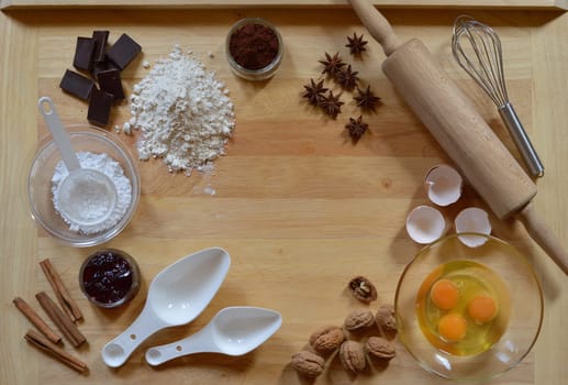 Frame of baking ingredients