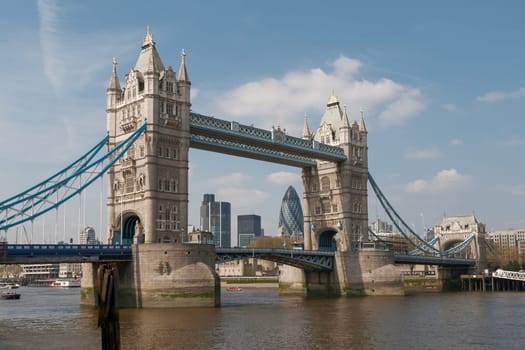 View of the Tower Bridge Over the Thames River in London, UK.