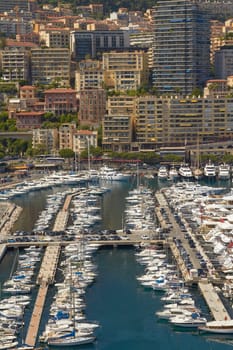 MONTE CARLO, MONACO - JUNE 4, 2010: View of Harbor, Yachts and Residential Areas in Monte Carlo Monaco.