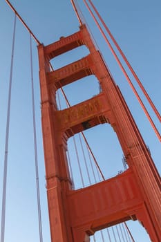 Detail of Golden Gate Bridge in San Francisco, California, United States.