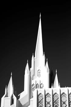 San Diego,United States - December 25,2015: A white tower of San Diego California in the strong backlight on December 25,2015 in San Diego.