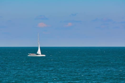 White Yacht in the Black Sea