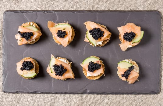 Smoked Salmon Appetizer with Cream Cheese and Caviar