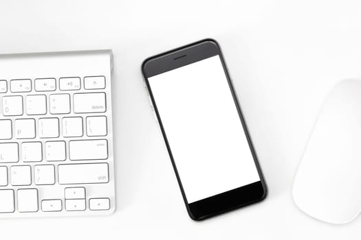 phone blank screen on white work table