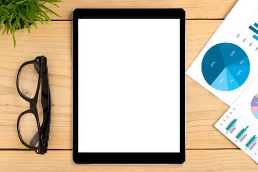 tablet white screen on business table