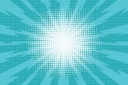 Blue pop art retro background with exploding rays of lightning comic style, vector illustration