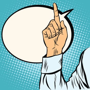 one index finger up gesture pop art retro vector realistic hand drawing illustration
