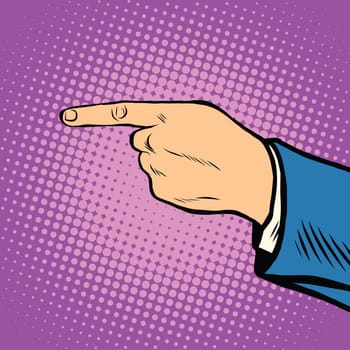 The hand points to the left pop art retro vector