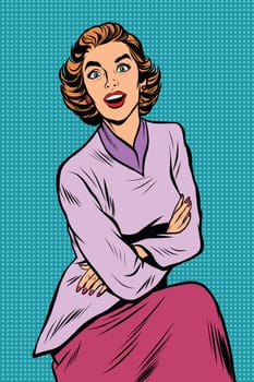 Surprised elegant woman pop art retro vector. Beautiful girl