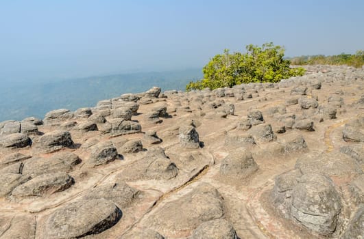 Unseen rock formations mountain, Lan Hin Pum at Phu Hin Rong Kla national park in Phitsanulok Province, Thailand