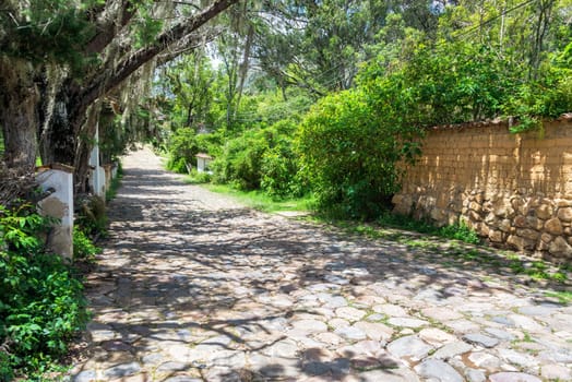 Old cobblestone street on the outskirts of Villa de Leyva, Colombia
