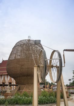 Handmade giant bamboo monk's alms bowl, stock photo