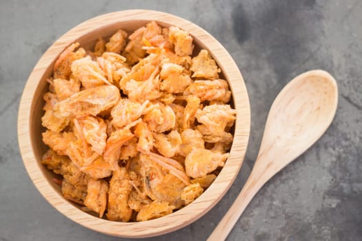 Fried crispy shrimp head snack, stock photo