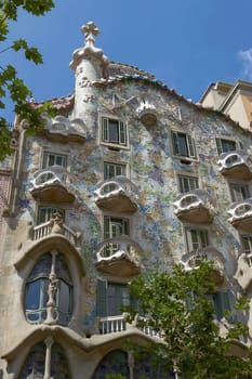 BARCELONA, SPAIN - JUNE 3,2010: Casa Batllo is an Modernism Masterpiece by Architect Antoni Gaudi at Eixample District in Barcelona, Catalonia, Spain. Casa Batllo is UNESCO World Heritage Site