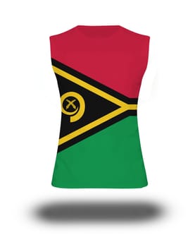 athletic sleeveless shirt with Vanautu flag on white background and shadow