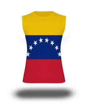 athletic sleeveless shirt with Venezuela flag on white background and shadow