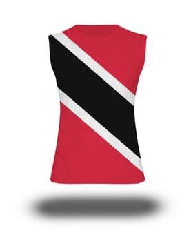 athletic sleeveless shirt with Trinidad and Tobago flag on white background and shadow