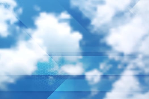 Tech cloudscape collage. Gradient mesh background