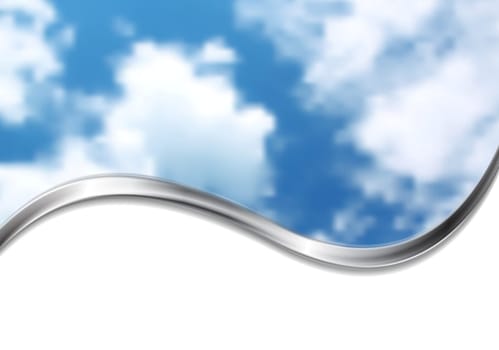 Abstract cloudscape design with silver metallic wave. Gradient mesh