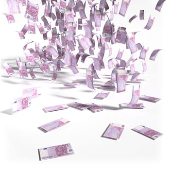 Rain of money from 500 euro notes