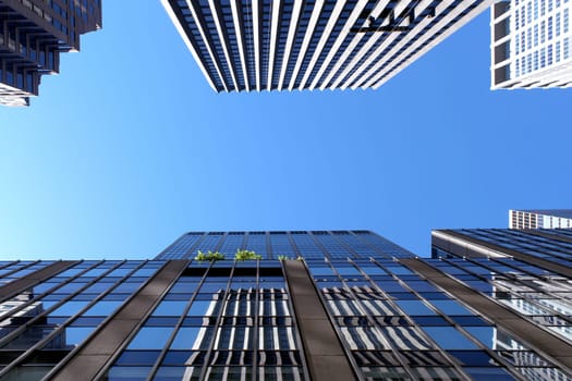 Modern office buildings and skyscraper background perspective