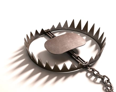 Bear trap on white background. Clipping path included.