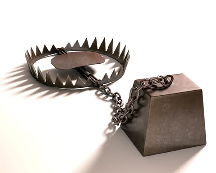 Bear trap on white background. Clipping path included.