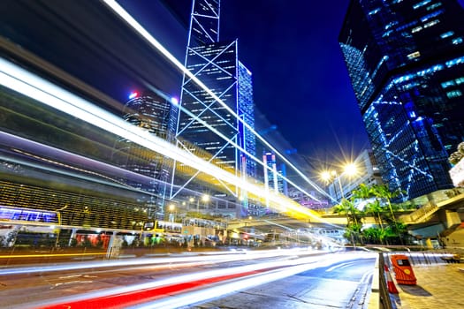 night traffic in the hong kong city