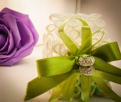 Violet and green wedding. Decoration for wedding party