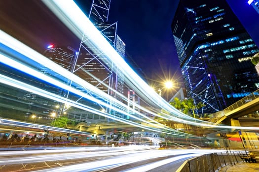 night traffic in the hong kong city