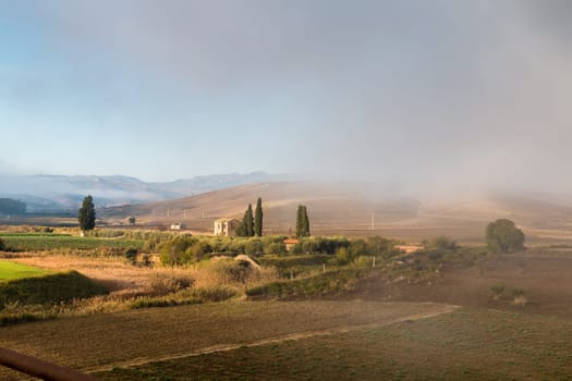Sicilian Landscape in early morning in Piazza Armerina