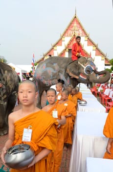 The Thai New Year or Songkran Festival or Water festival in the city of Ayutthaya north of Bangkok in Thailand in Southeastasia.