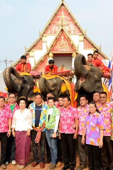 The Thai New Year or Songkran Festival or Water festival in the city of Ayutthaya north of Bangkok in Thailand in Southeastasia.