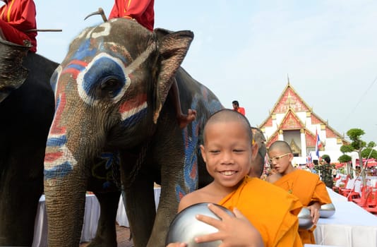 The Thai New Year or Songkran Festival or Water festival in the city of Ayutthaya north of Bangkok in Thailand in Southeastasia.