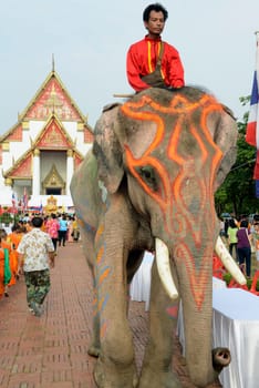 The Thai New Year or Songkran Festival or Water festival in the city of Ayutthaya north of Bangkok in Thailand in Southeastasia.