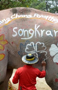 The Thai New Year or Songkran Festival or Water festival in the city of Ayutthaya north of Bangkok in Thailand in Southeastasia.