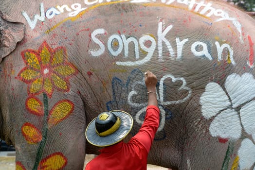 The Thai New Year or Songkran Festival or Water festival in the city of Ayutthaya north of Bangkok in Thailand in Southeastasia.