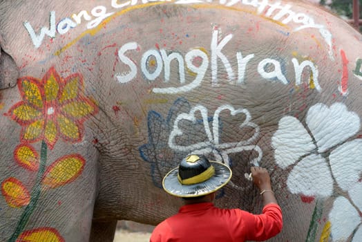 The Thai New Year or Songkran Festival or Water festival in the city of Ayutthaya north of Bangkok in Thailand in Southeastasia.