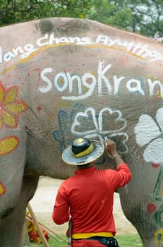 The Thai New Year or Songkran Festival or Water festival in the city of Ayutthaya north of Bangkok in Thailand in Southeastasia.