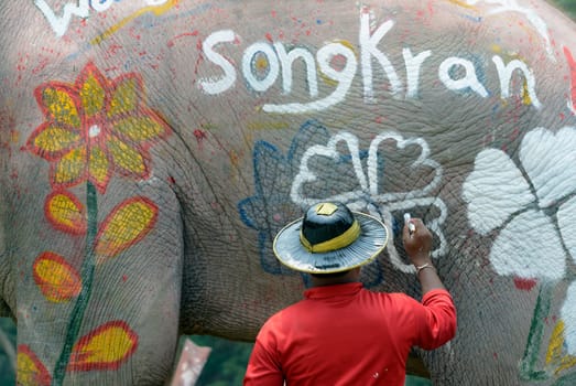 The Thai New Year or Songkran Festival or Water festival in the city of Ayutthaya north of Bangkok in Thailand in Southeastasia.