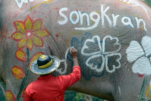 The Thai New Year or Songkran Festival or Water festival in the city of Ayutthaya north of Bangkok in Thailand in Southeastasia.