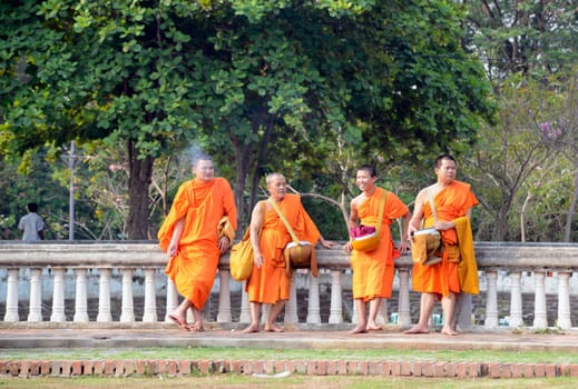 The Thai New Year or Songkran Festival or Water festival in the city of Ayutthaya north of Bangkok in Thailand in Southeastasia.