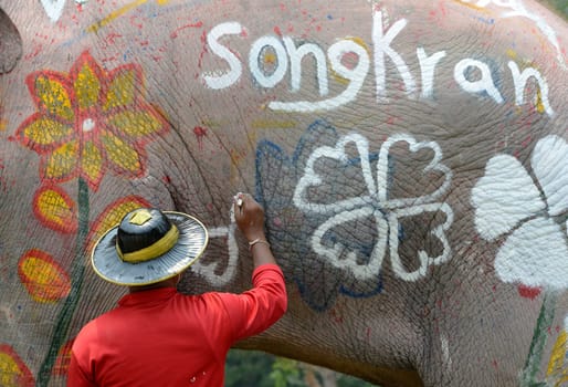 The Thai New Year or Songkran Festival or Water festival in the city of Ayutthaya north of Bangkok in Thailand in Southeastasia.
