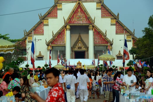 The Thai New Year or Songkran Festival or Water festival in the city of Ayutthaya north of Bangkok in Thailand in Southeastasia.