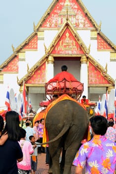 The Thai New Year or Songkran Festival or Water festival in the city of Ayutthaya north of Bangkok in Thailand in Southeastasia.
