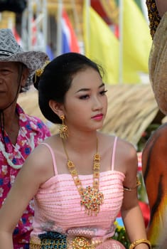 The Thai New Year or Songkran Festival or Water festival in the city of Ayutthaya north of Bangkok in Thailand in Southeastasia.