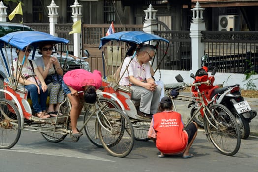 a riksha taxi in the city of Ayutthaya north of Bangkok in Thailand in Southeastasia.