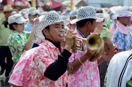The Thai New Year or Songkran Festival or Water festival in the city of Ayutthaya north of Bangkok in Thailand in Southeastasia.