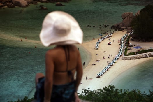 the smal Island of  Ko Nang Yuan near the Ko Tao Island in the Gulf of Thailand in the southeast of Thailand in Southeastasia.