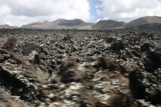 The Vulkan National Park Timanfaya on the Island of Lanzarote on the Canary Islands of Spain in the Atlantic Ocean. on the Island of Lanzarote on the Canary Islands of Spain in the Atlantic Ocean..
